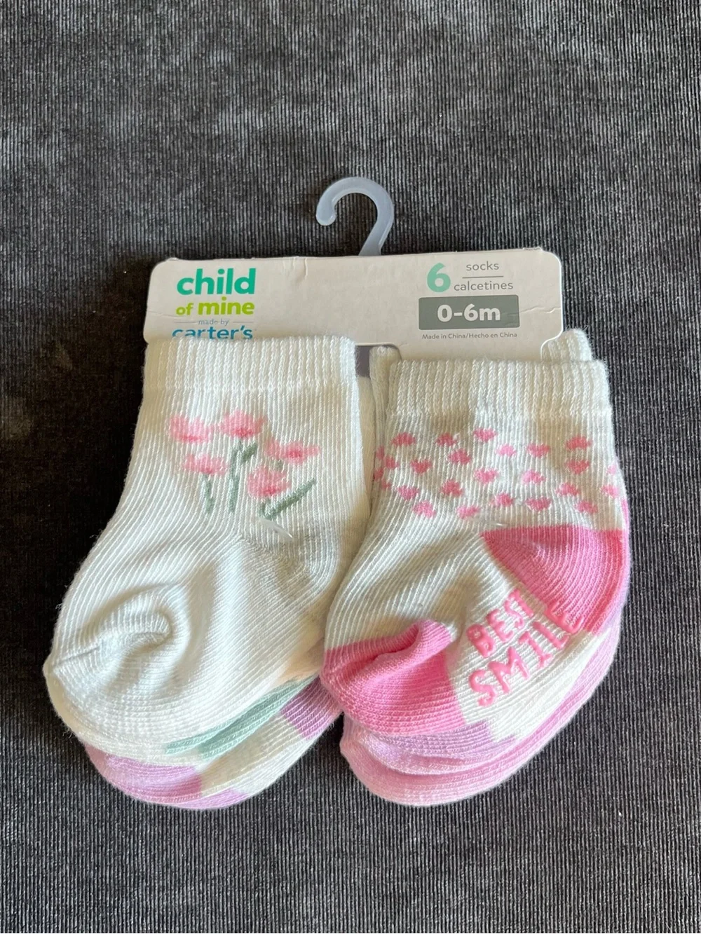 NWT Carter’s Child of Mine Socks 6 Pairs Size 0-6 Months